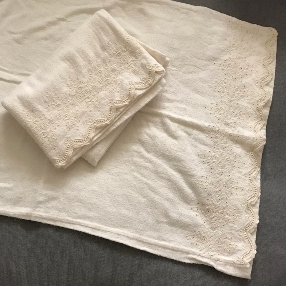 Vintage Cream Cotton Flannel Pillow Cases
